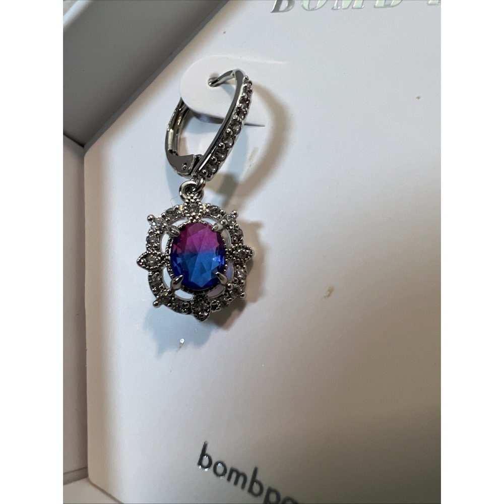 Bomb Party Dangle Earrings MultiColor Blue‎ Purple Prom Statement Jewelry - Picture 2 of 7